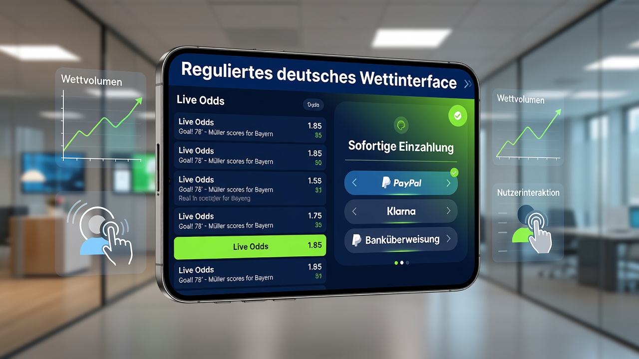 Mobile Oberfläche zeigt Live-Quoten neben integrierten Zahlungsoptionen auf einer deutschen Wettplattform