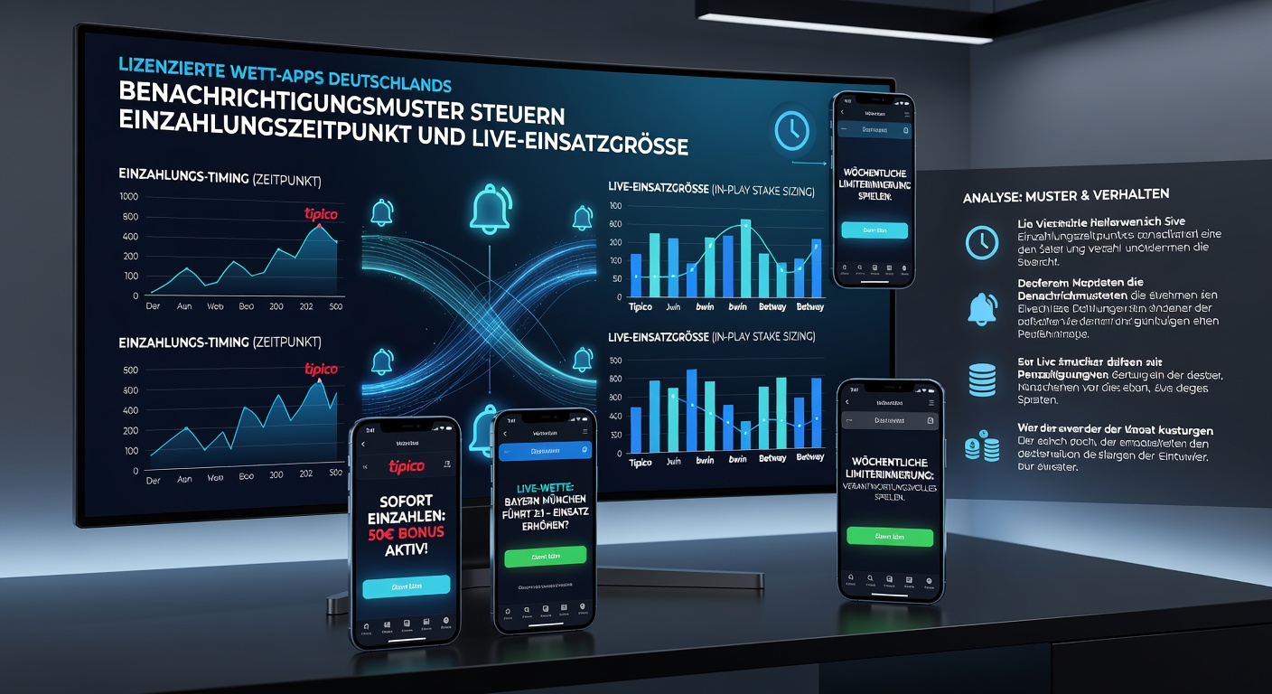 Benachrichtigungen auf Smartphone-Bildschirm in einer lizenzierten deutschen Wett-App mit Einzahlungs- und Wettoptionen