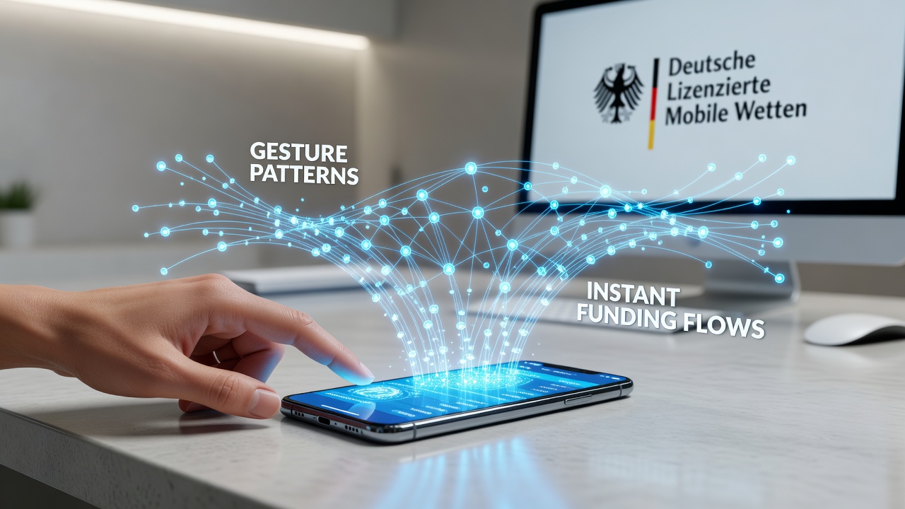 Touchscreen-Interface einer deutschen Wett-App mit Gestensteuerung und Einzahlungsoptionen